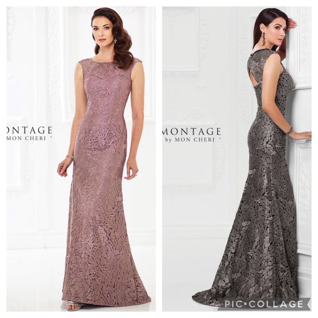 Montage By Moncheri Embroidery Cap Sleeves Gown